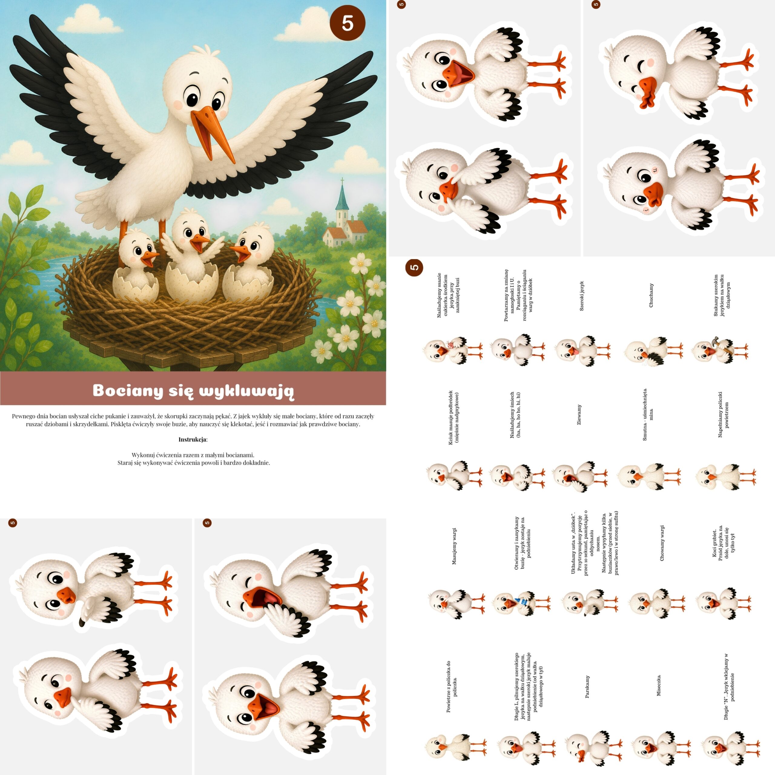 Przygody Bocianów - karty logopedyczne do zajęć grupowych - obrazek 4