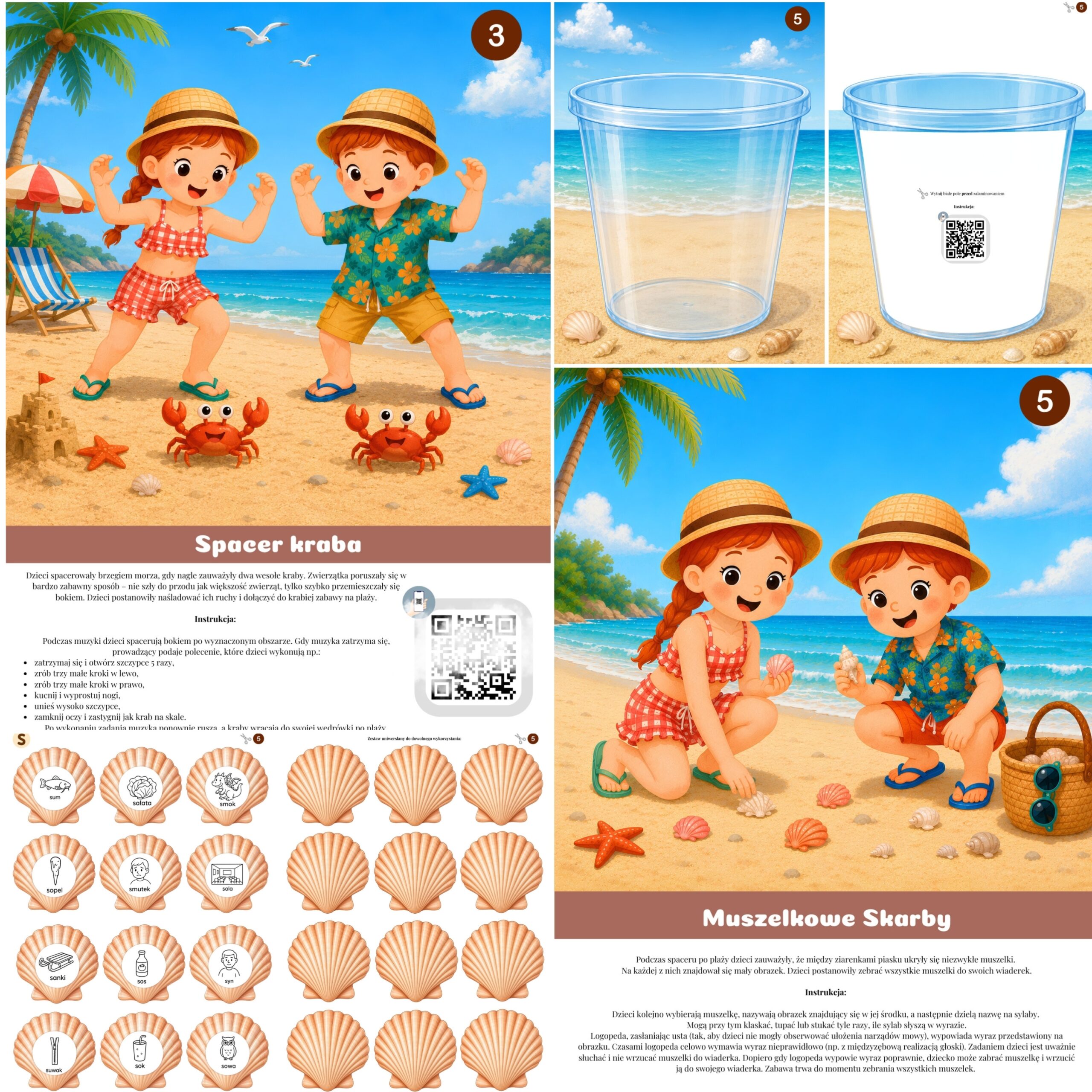 Przygody na plaży – karty logopedyczne do zajęć grupowych - obrazek 3